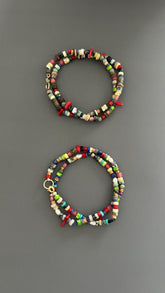 Handmade Mixed Stone Double Wrap Bracelet: Unique Beaded Design