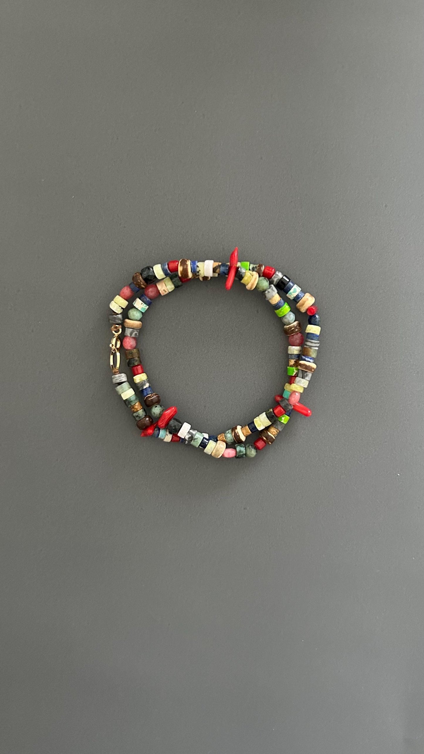Handmade Mixed Stone Double Wrap Bracelet: Unique Beaded Design