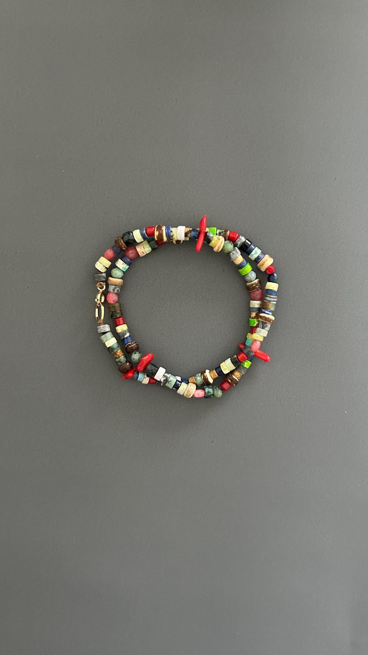 Handmade Mixed Stone Double Wrap Bracelet: Unique Beaded Design