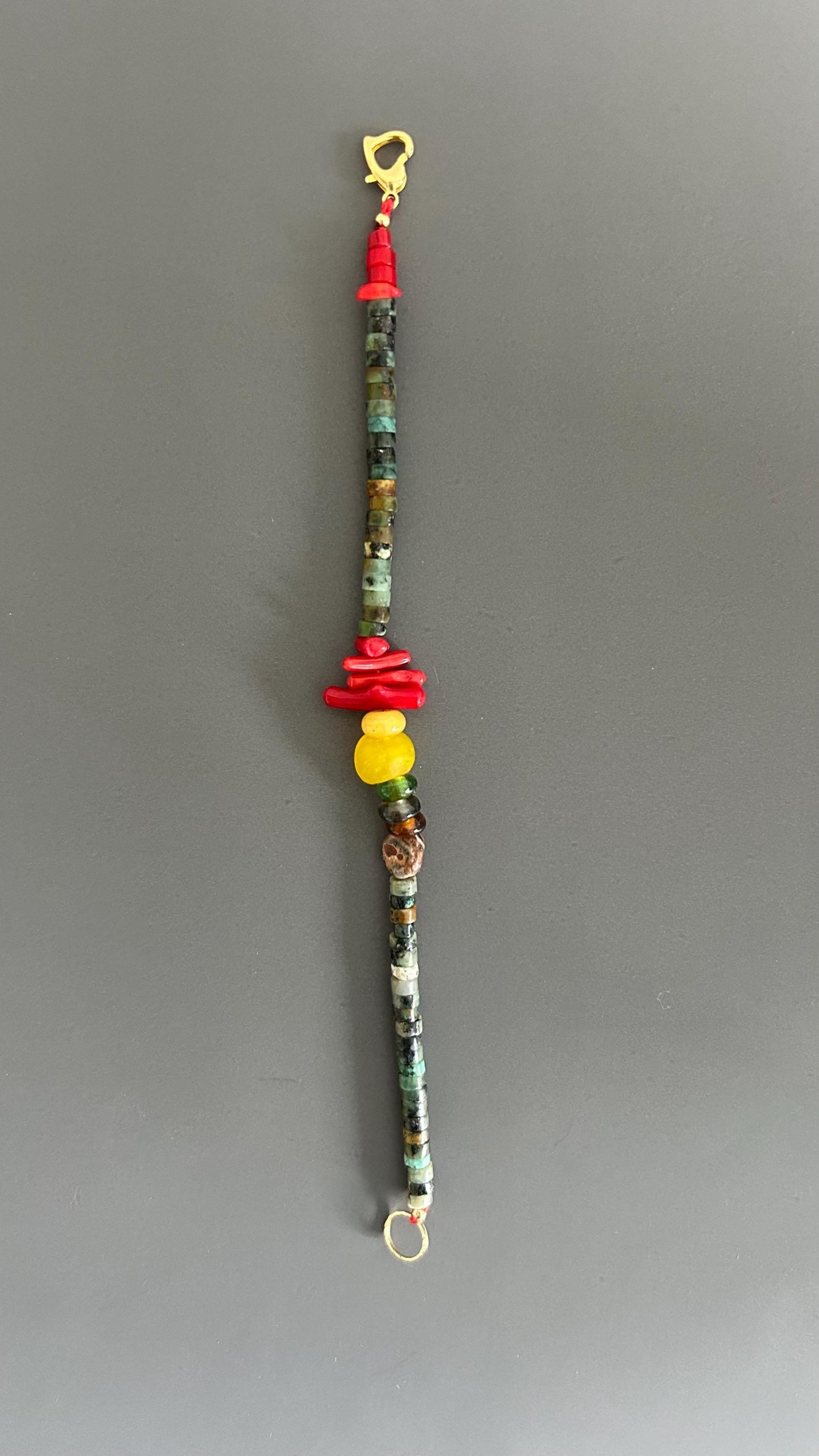 Turquoise & Coral Beaded Bracelet: Bohemian Unisex Wrist Wrap