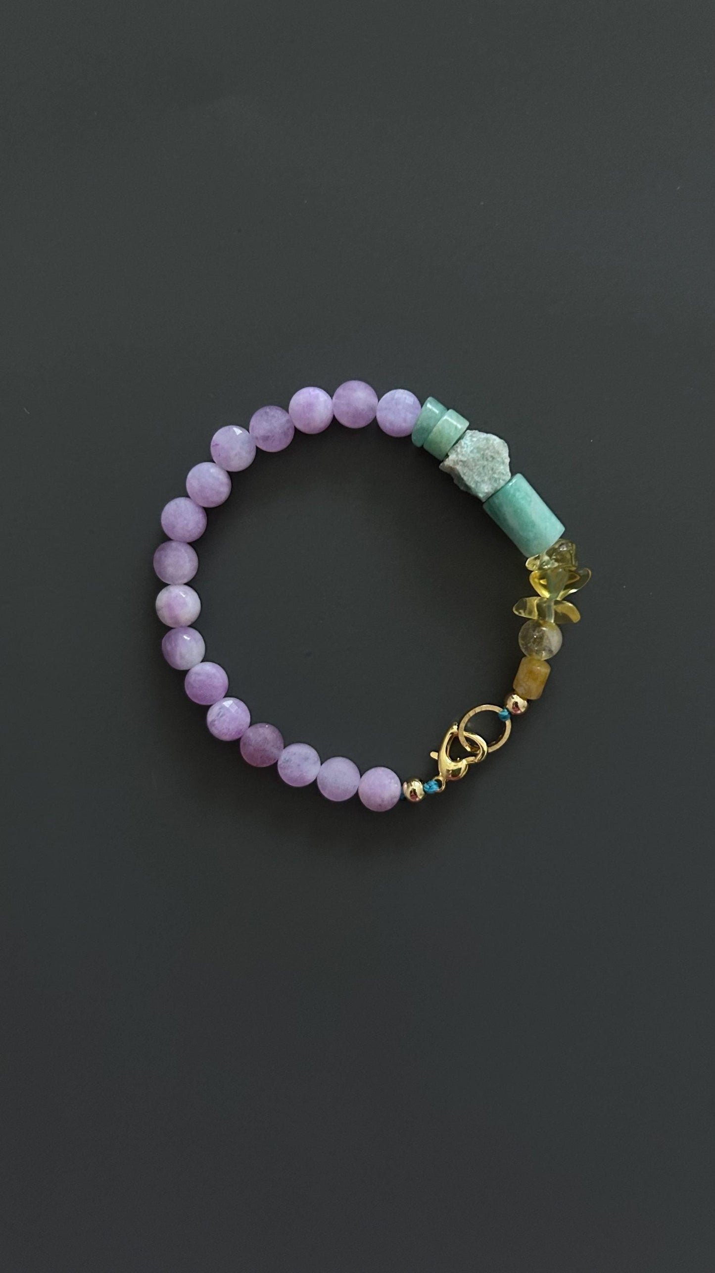 Amethyst Beaded Bracelet, 24k Gold Clasp, Handmade Boho Jewelry ,Gift for Her, Healing Crystal