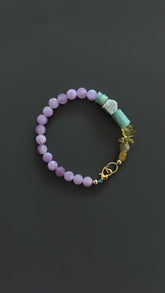 Amethyst Beaded Bracelet, 24k Gold Clasp, Handmade Boho Jewelry ,Gift for Her, Healing Crystal