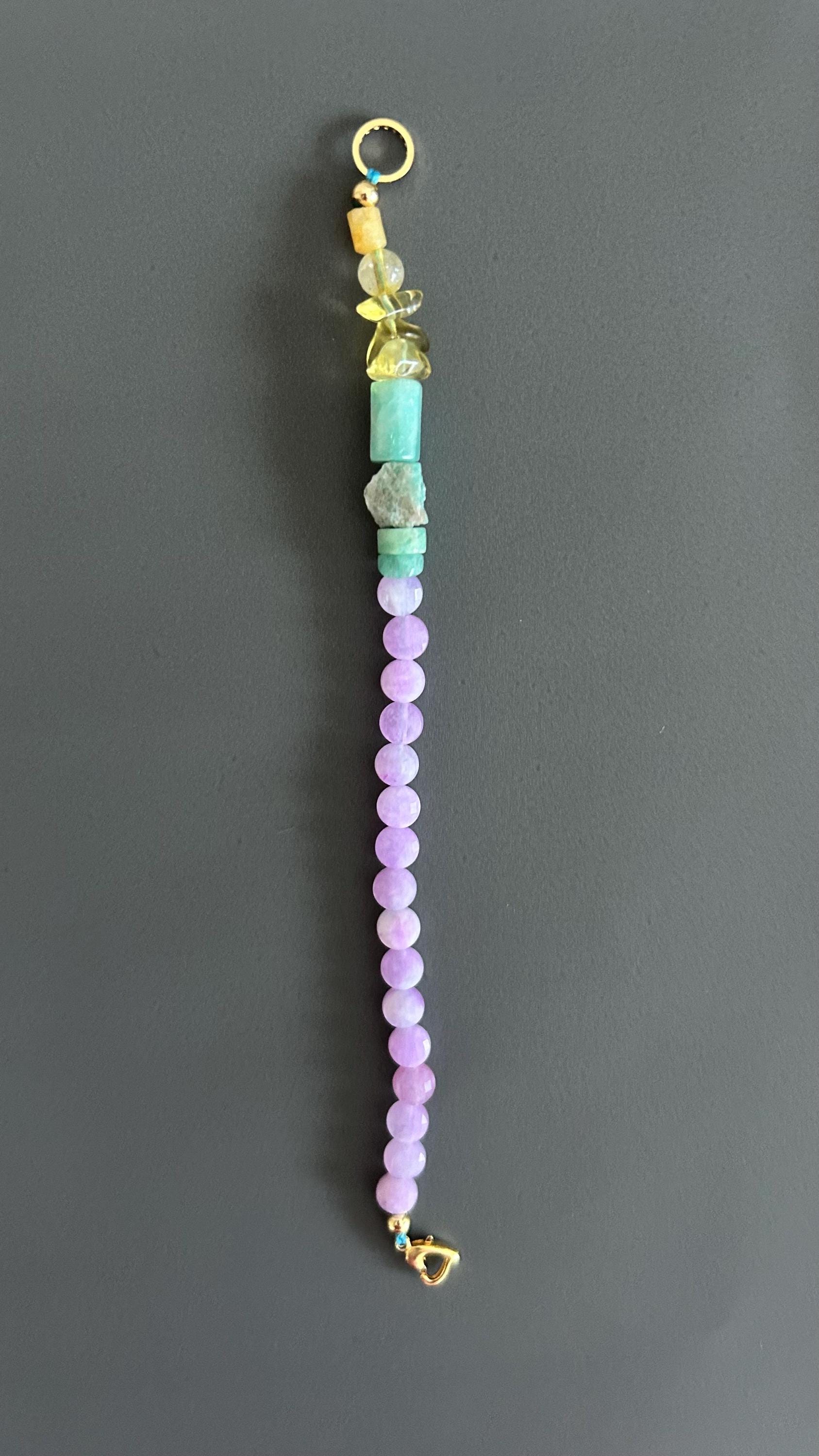 Amethyst Beaded Bracelet, 24k Gold Clasp, Handmade Boho Jewelry ,Gift for Her, Healing Crystal