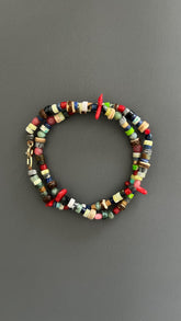 Handmade Mixed Stone Double Wrap Bracelet: Unique Beaded Design