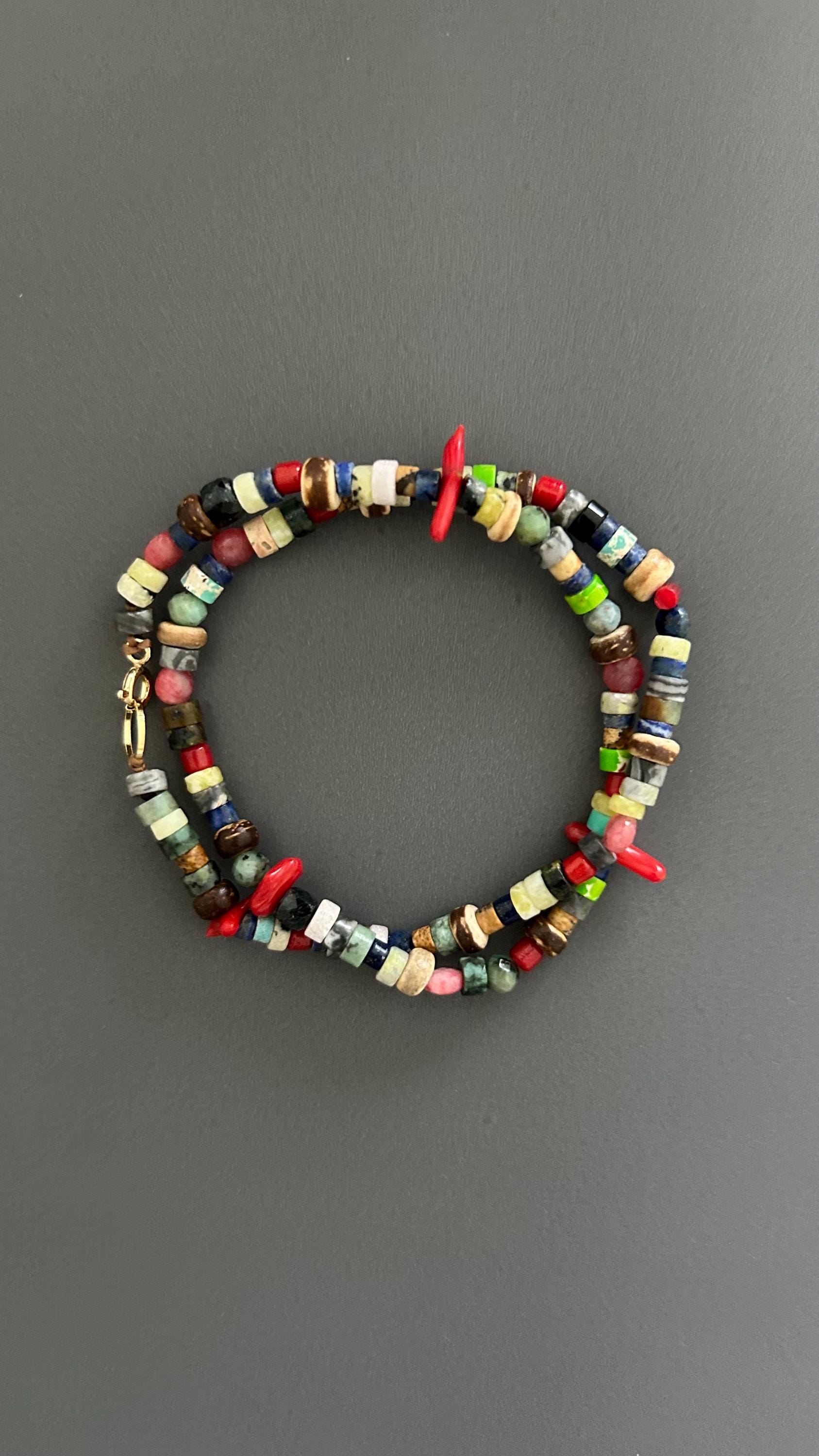 Handmade Mixed Stone Double Wrap Bracelet: Unique Beaded Design