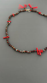 red coral beads | Threaded choker | red coral necklace | bohemian choker | handmade jewelry