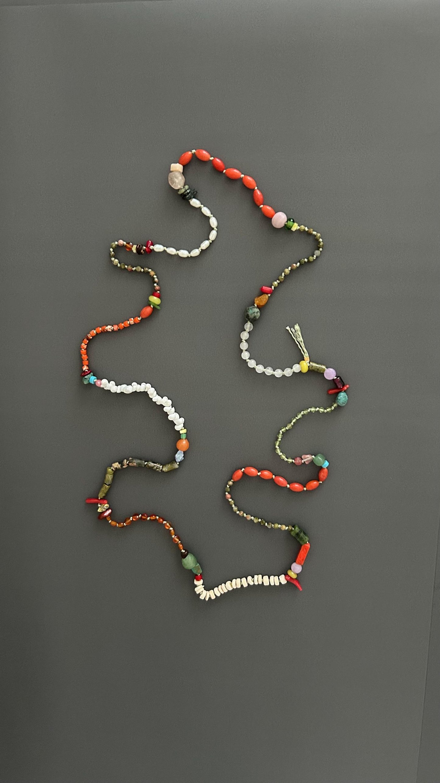 Bohemian Beaded Necklace | Handmade Natural Stone Flapper Style | Long 1920s Boho Necklace | Layering Gemstone Strand | Gift for Her