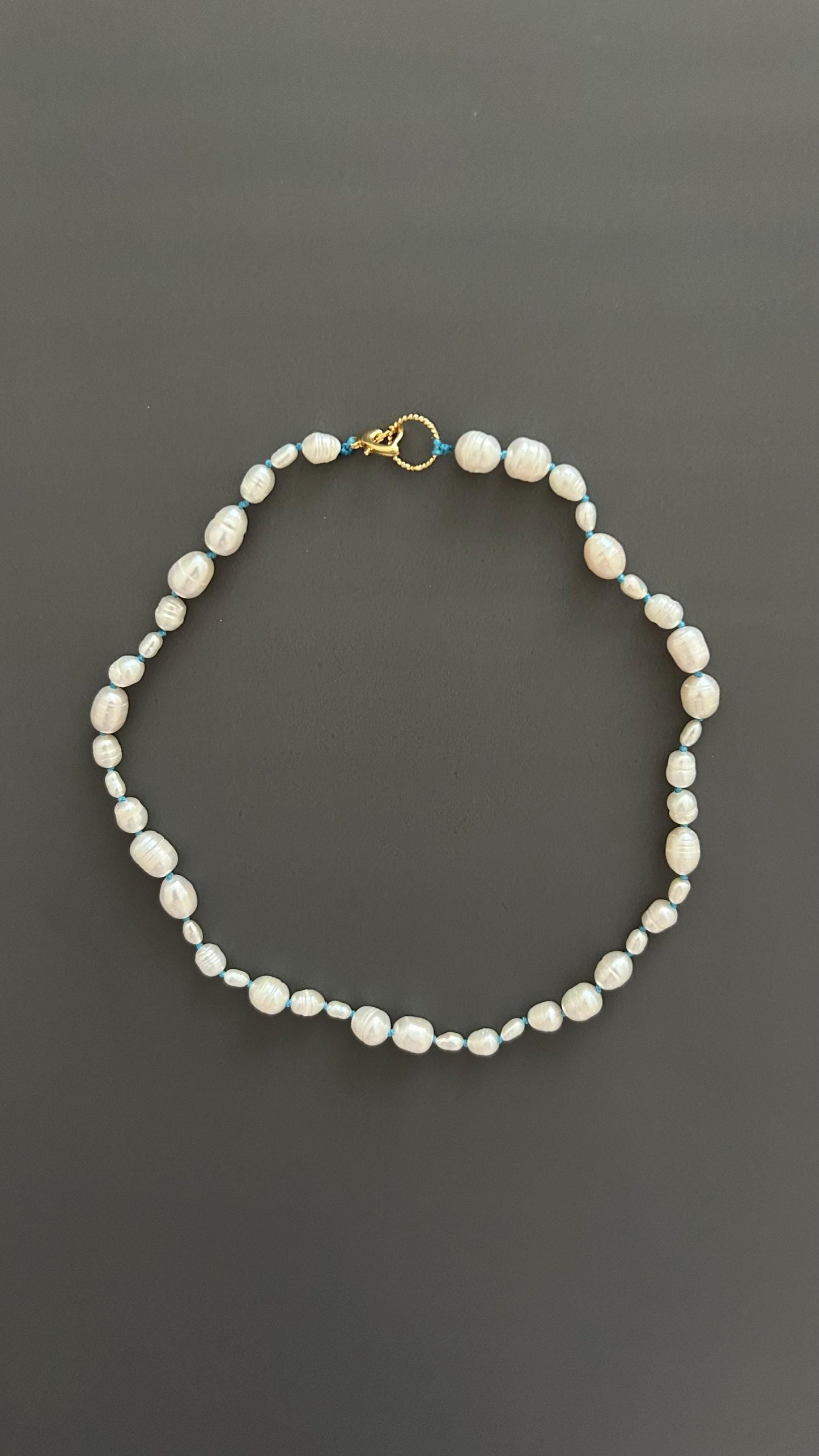 Freshwater Pearl Choker Necklace | Boho Threaded Jewelry | Dainty Minimalist Layering | 24k Gold Clasp |  Gift for Her
