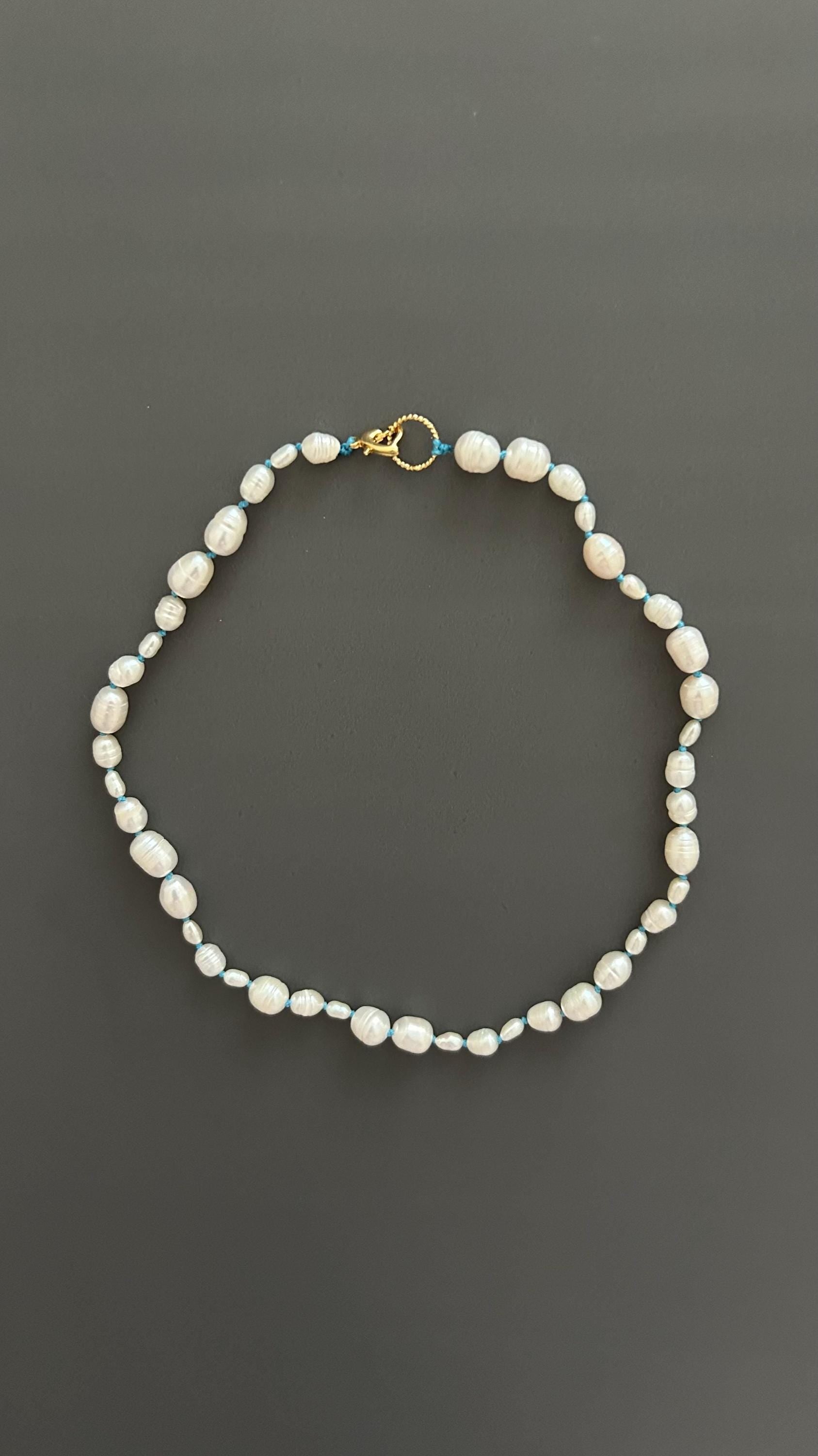 Freshwater Pearl Choker Necklace | Boho Threaded Jewelry | Dainty Minimalist Layering | 24k Gold Clasp |  Gift for Her