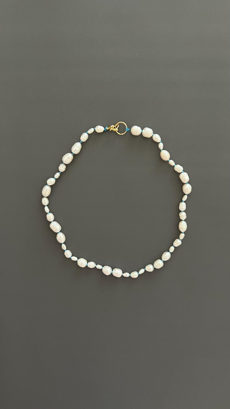 Freshwater Pearl Choker Necklace | Boho Threaded Jewelry | Dainty Minimalist Layering | 24k Gold Clasp |  Gift for Her