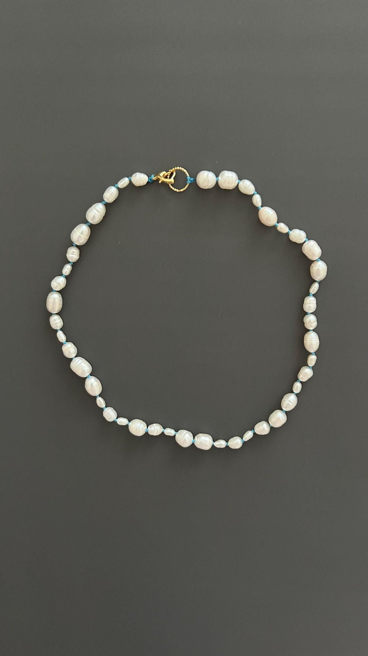 Freshwater Pearl Choker Necklace | Boho Threaded Jewelry | Dainty Minimalist Layering | 24k Gold Clasp |  Gift for Her