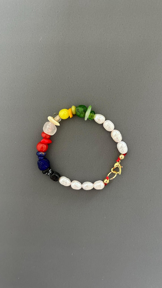 Freshwater Pearl Bracelet Boho Adjustable Gold Clasp Beaded Hippie Jewelry Gift For Her