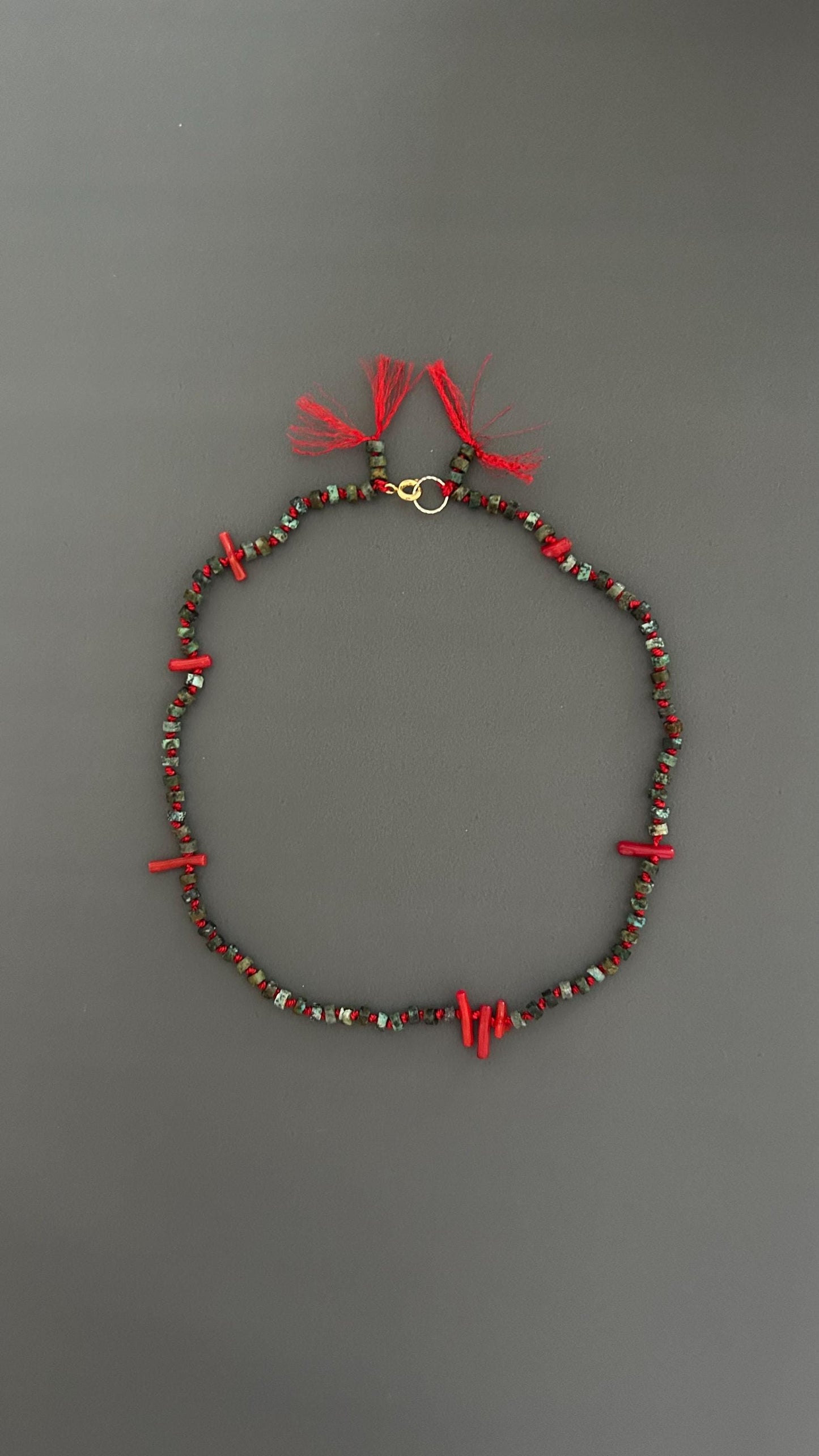 red coral beads | Threaded choker | red coral necklace | bohemian choker | handmade jewelry