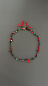 red coral beads | Threaded choker | red coral necklace | bohemian choker | handmade jewelry