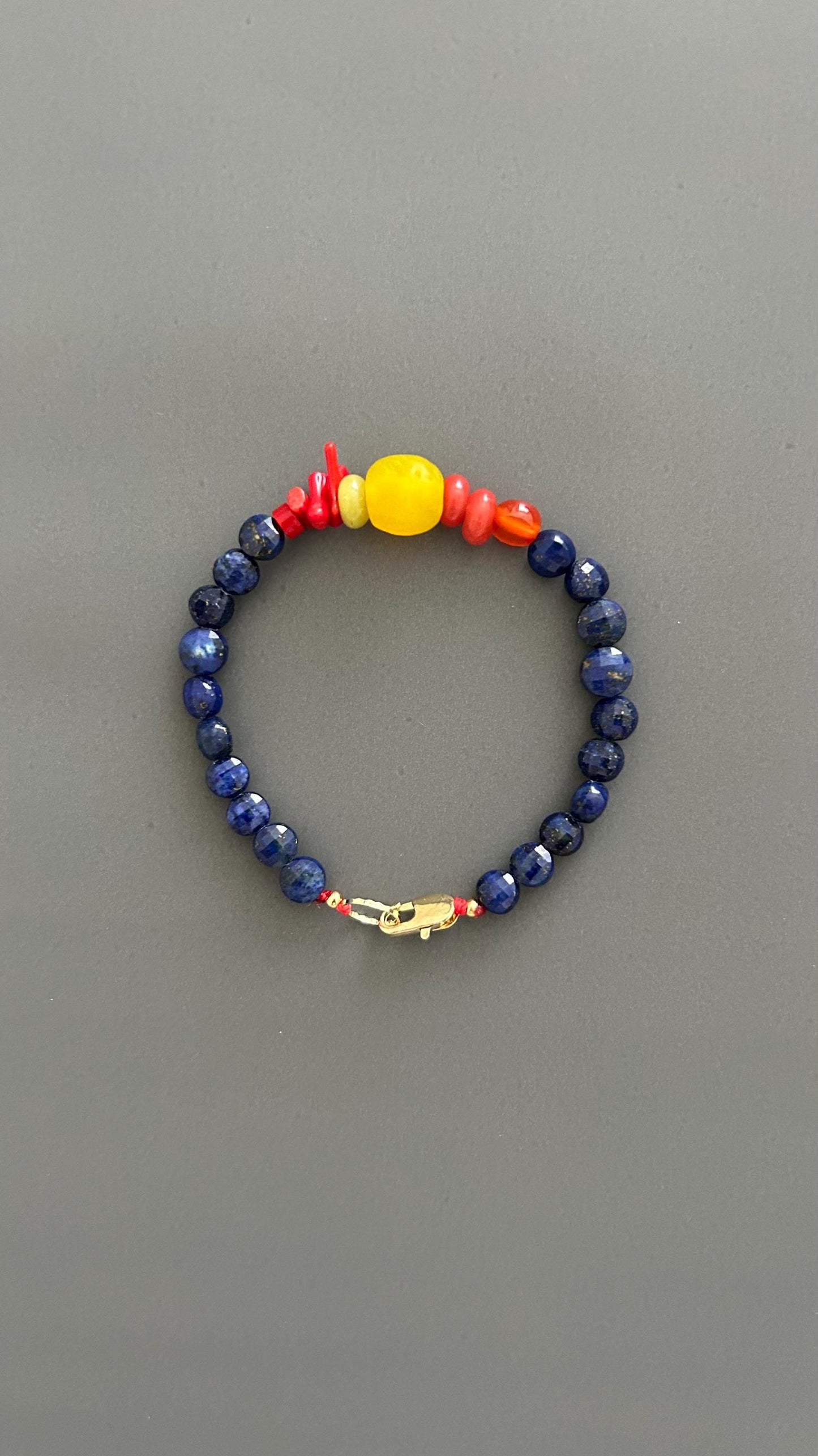 Lapis Lazuli Beaded Bracelet, Boho Bangle w/ Gold Plated Clasp | Stackable Crystal Jewelry | Yoga Meditation Gift for Her