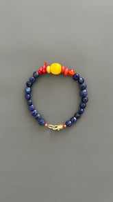 Lapis Lazuli Beaded Bracelet, Boho Bangle w/ Gold Plated Clasp | Stackable Crystal Jewelry | Yoga Meditation Gift for Her