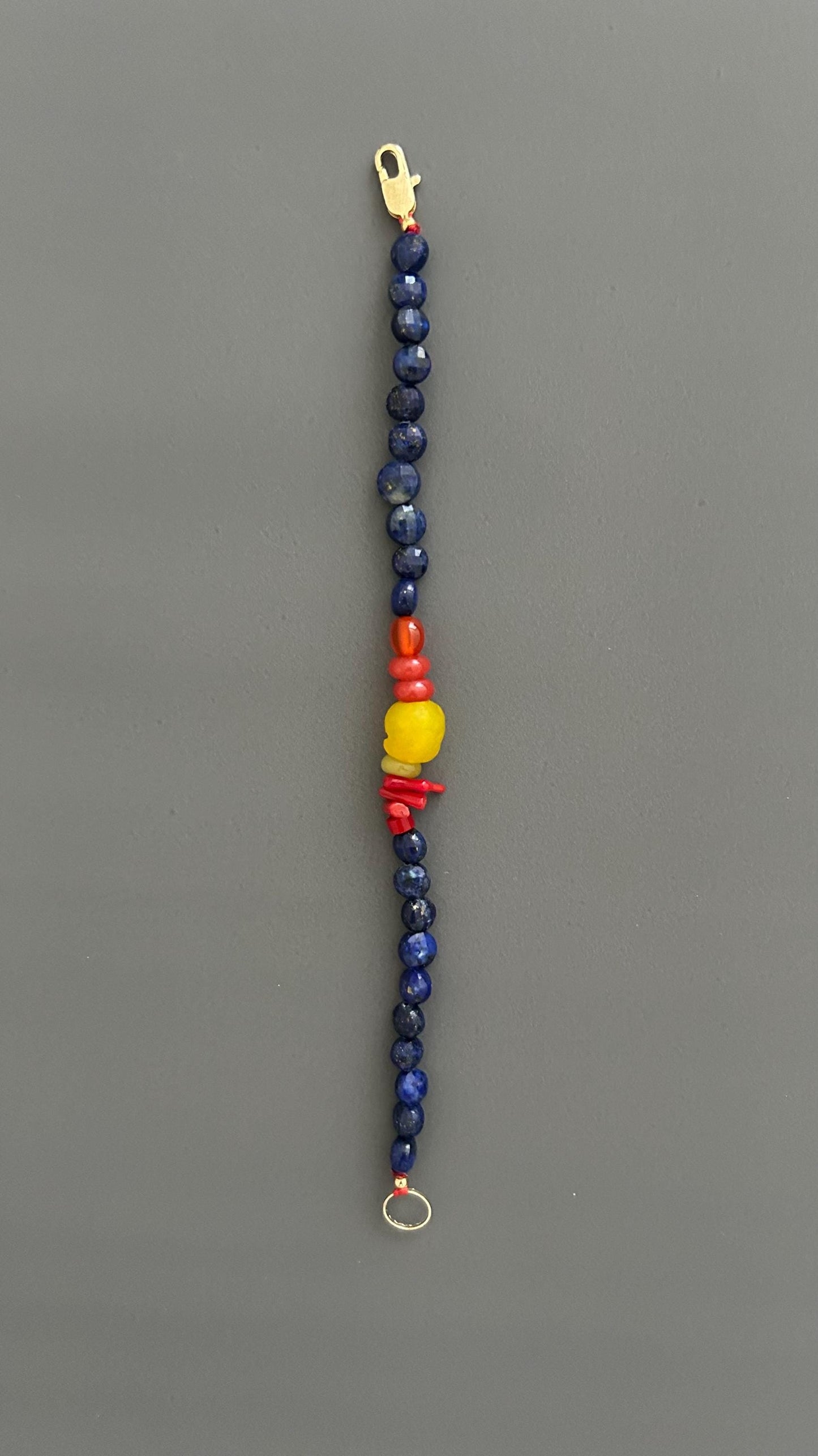 Lapis Lazuli Beaded Bracelet, Boho Bangle w/ Gold Plated Clasp | Stackable Crystal Jewelry | Yoga Meditation Gift for Her
