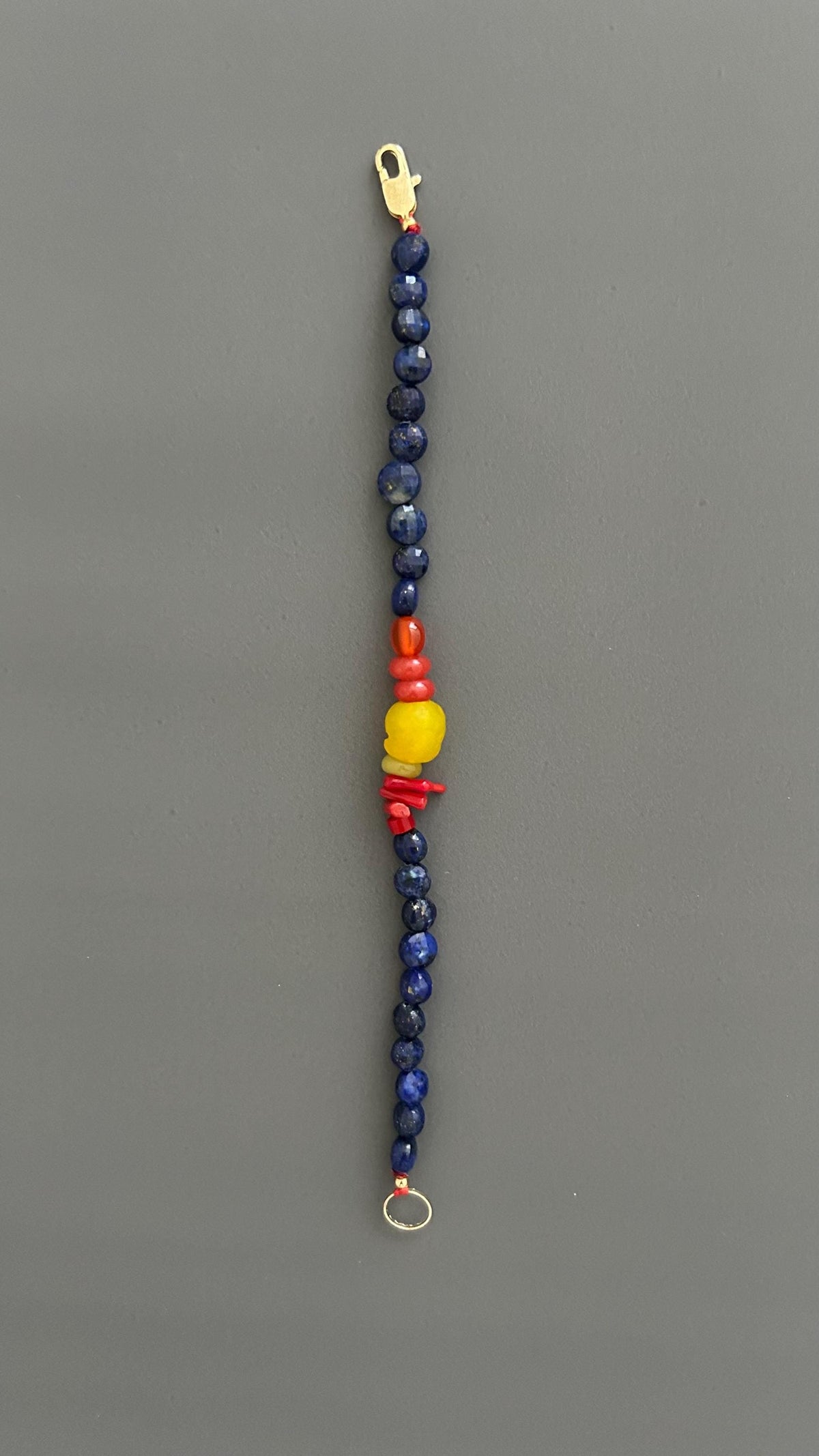Lapis Lazuli Beaded Bracelet, Boho Bangle w/ Gold Plated Clasp | Stackable Crystal Jewelry | Yoga Meditation Gift for Her