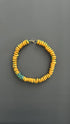 Yellow Flat Bead Choker, Green Silk Gold Plated Necklace, Dainty Bridesmaid Gift Jewelry
