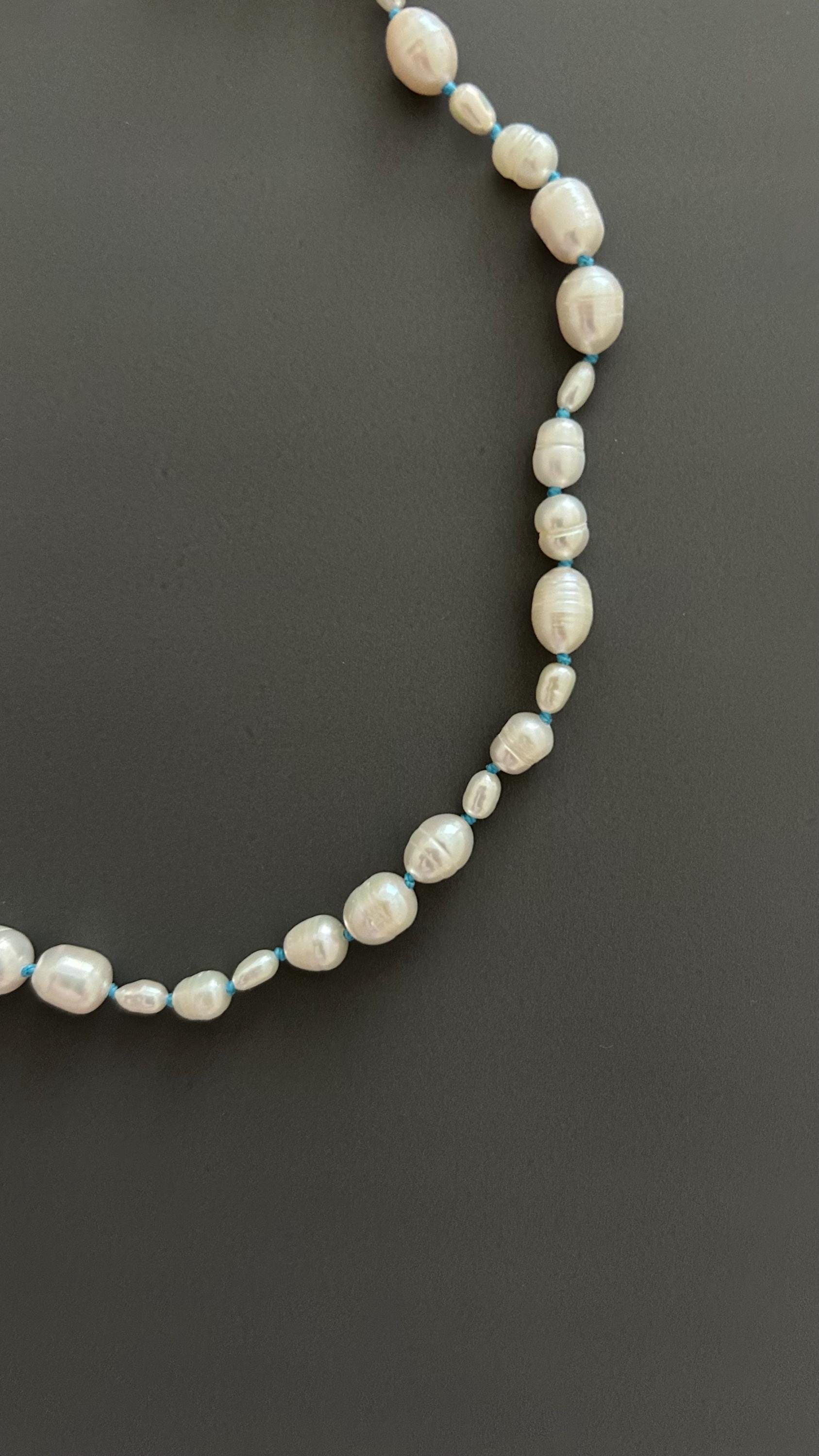 Freshwater Pearl Choker Necklace | Boho Threaded Jewelry | Dainty Minimalist Layering | 24k Gold Clasp |  Gift for Her