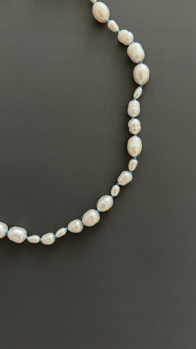 Freshwater Pearl Choker Necklace | Boho Threaded Jewelry | Dainty Minimalist Layering | 24k Gold Clasp |  Gift for Her