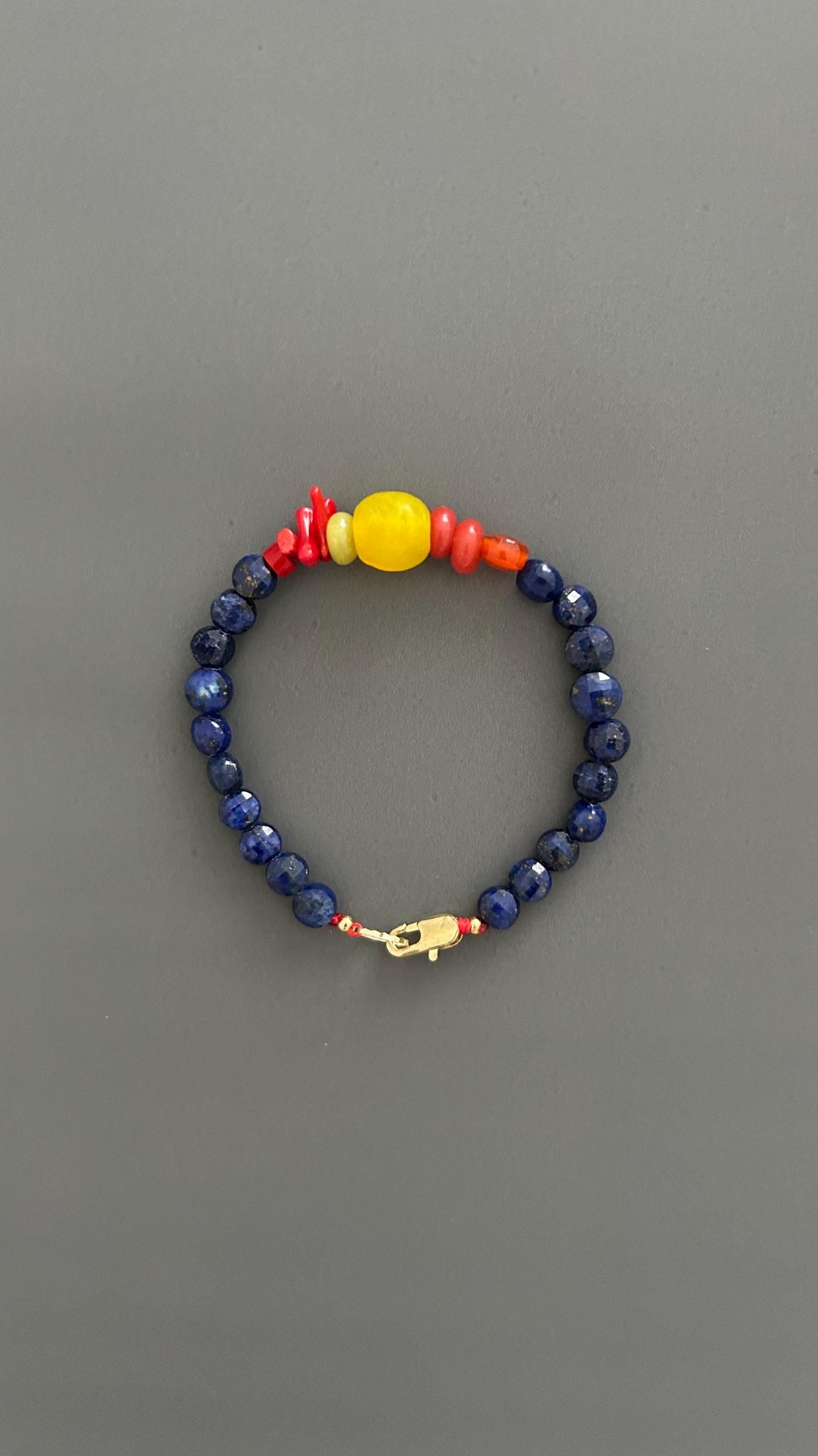 Lapis Lazuli Beaded Bracelet, Boho Bangle w/ Gold Plated Clasp | Stackable Crystal Jewelry | Yoga Meditation Gift for Her