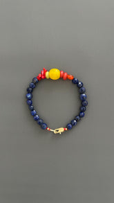 Lapis Lazuli Beaded Bracelet, Boho Bangle w/ Gold Plated Clasp | Stackable Crystal Jewelry | Yoga Meditation Gift for Her