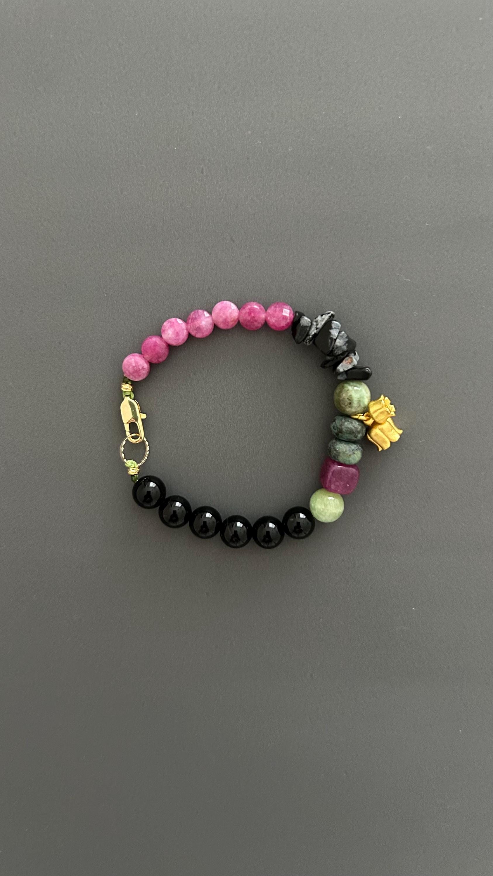 Boho Bell Charm Bracelet: Handmade Tibetan Pendant, Mixed Colors