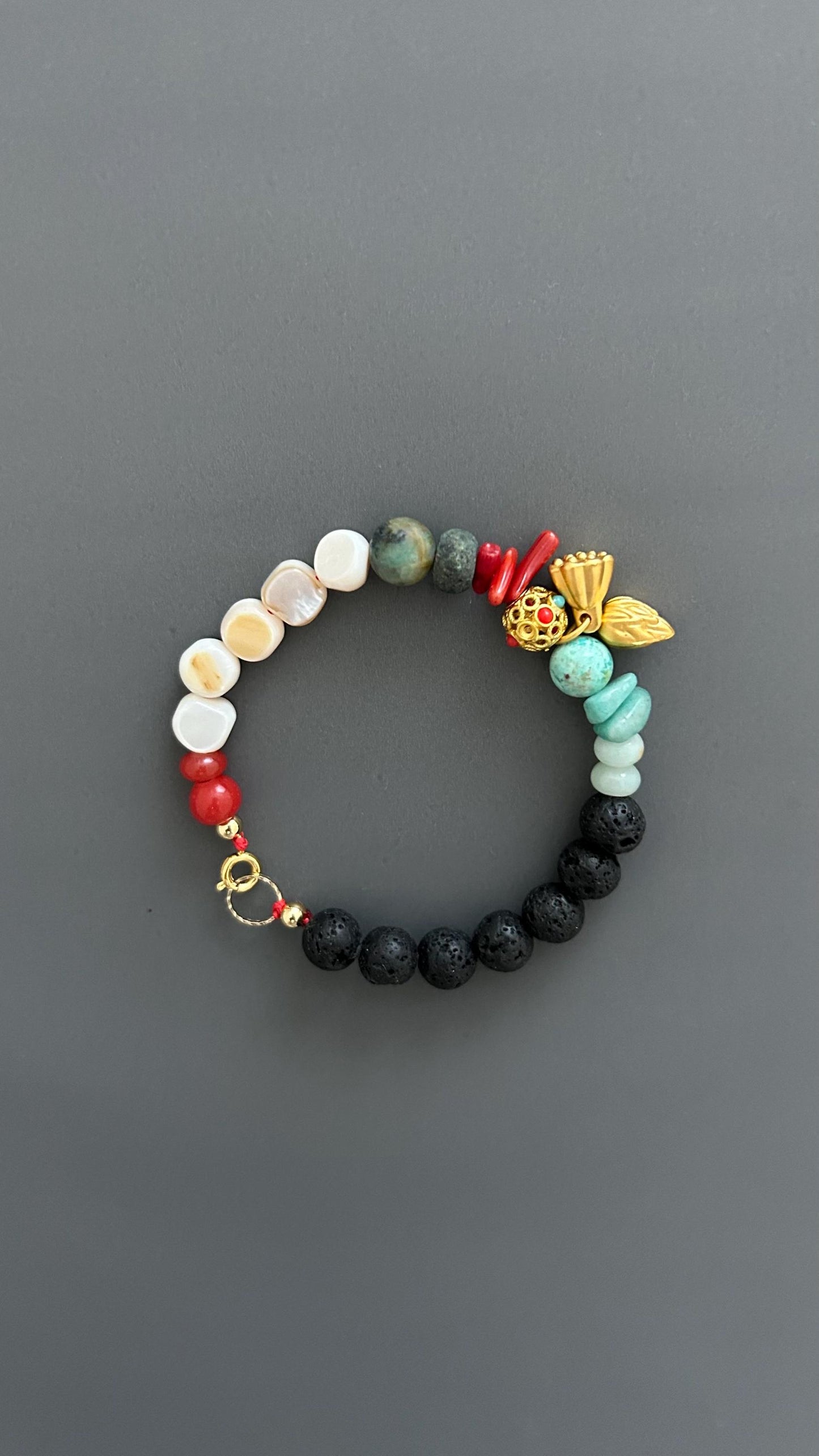 Boho Beaded Bracelet: Gold Plated Bell Pendant, Artisan Jewelry