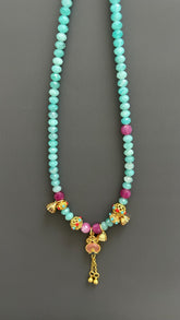 Tibetan Style Amazonite Pendant Necklace: Maximalist Boho Jewelry