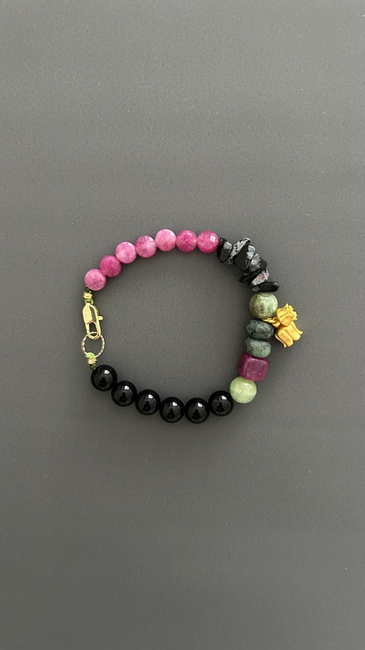 Boho Bell Charm Bracelet: Handmade Tibetan Pendant, Mixed Colors