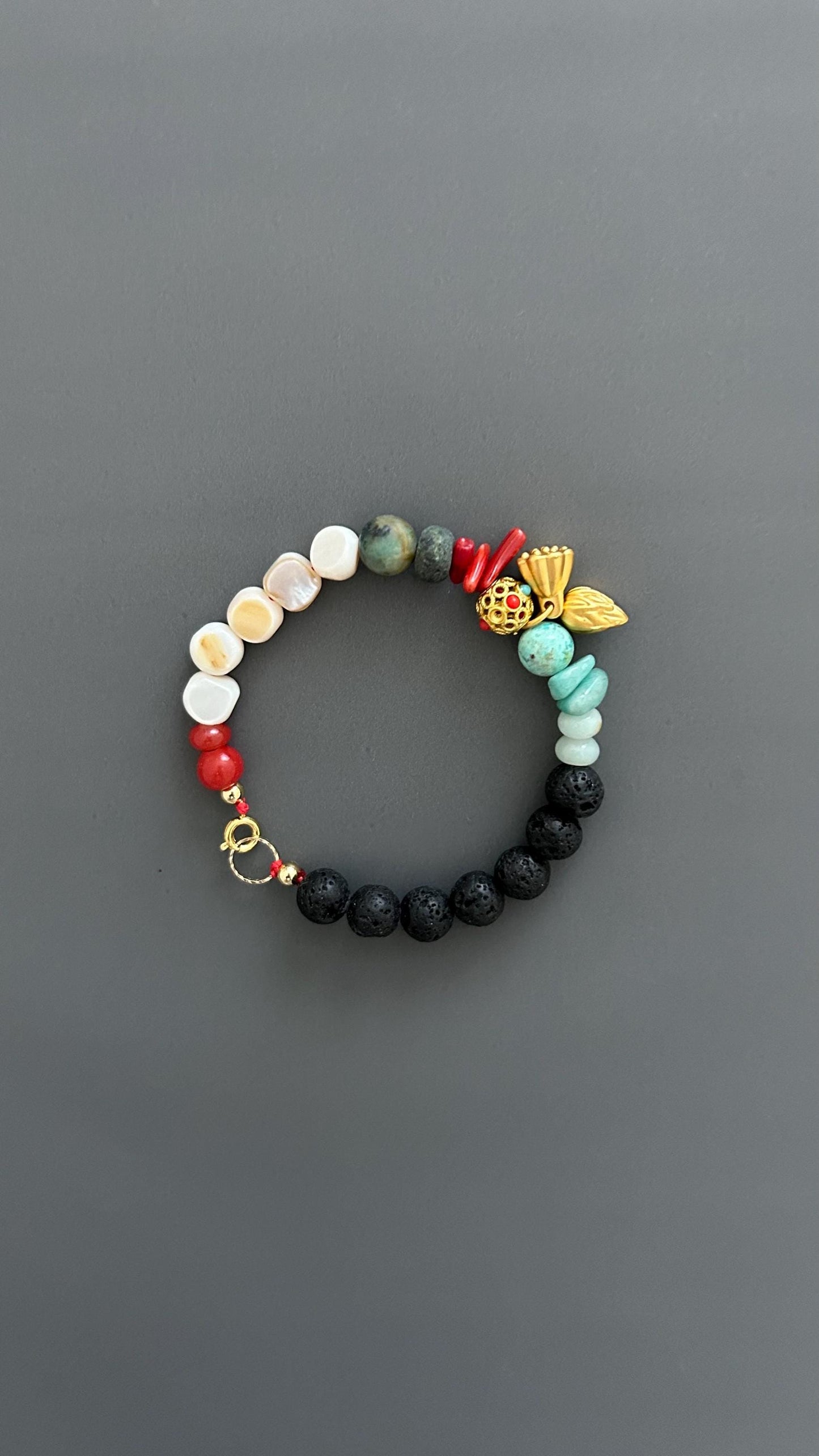 Boho Beaded Bracelet: Gold Plated Bell Pendant, Artisan Jewelry