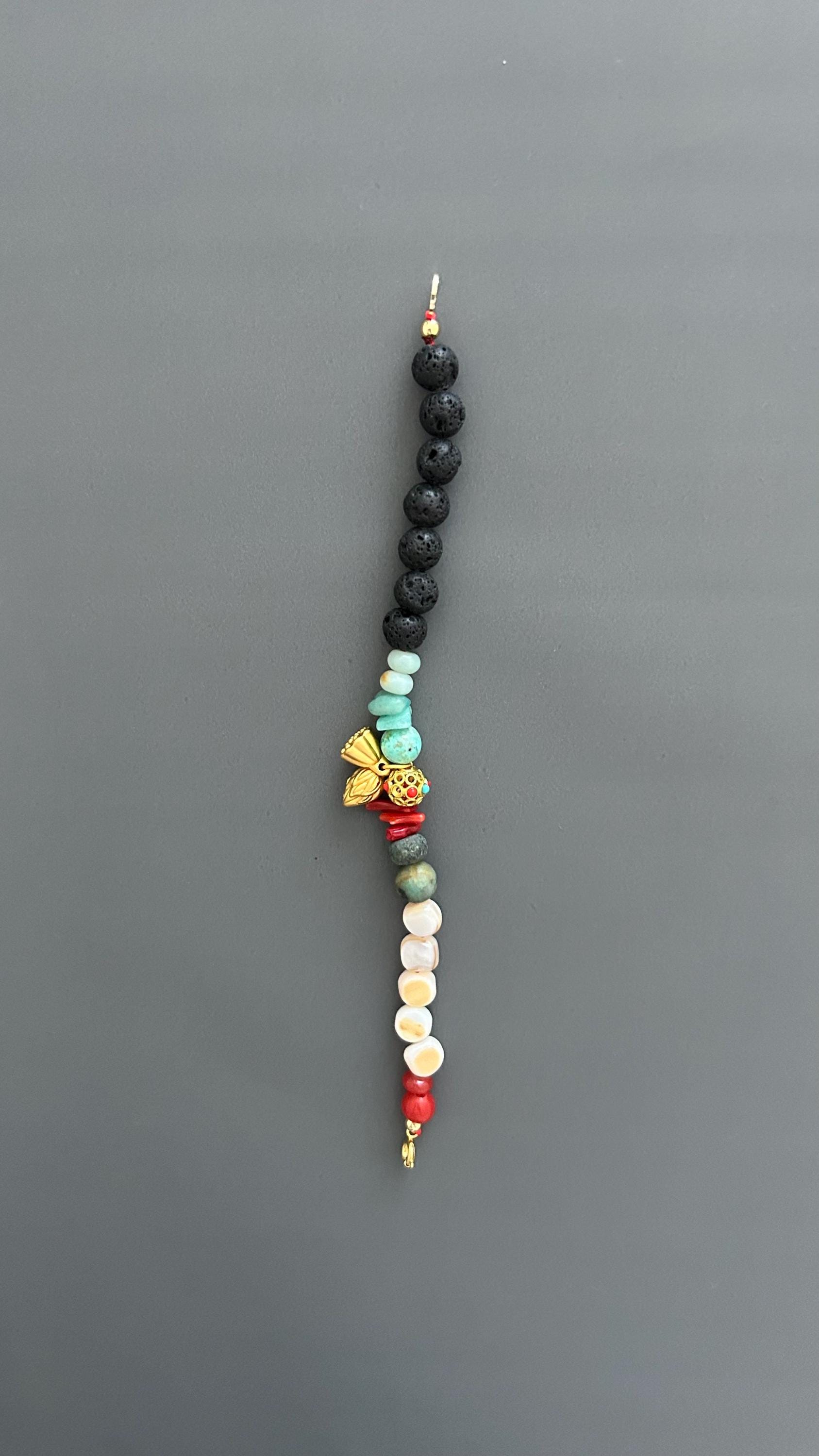 Boho Beaded Bracelet: Gold Plated Bell Pendant, Artisan Jewelry