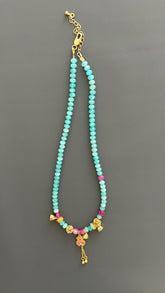 Tibetan Style Amazonite Pendant Necklace: Maximalist Boho Jewelry