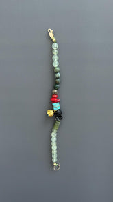 Boho Red Coral & Turquoise Bracelet: Unisex Hippie Jewelry