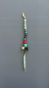 Boho Red Coral & Turquoise Bracelet: Unisex Hippie Jewelry