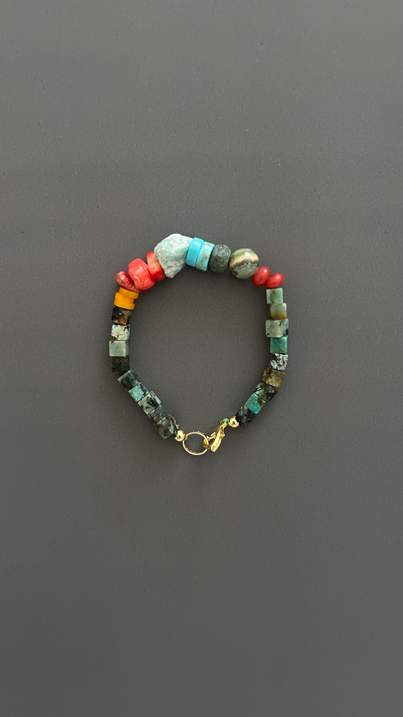 Boho Natural Stone Bracelet for Men Women Healing Crystal Beaded Jewelry Adjustable Gift
