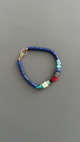 Natural Stone Boho Bracelet | Handmade Unisex Bangle with Gold Clasp