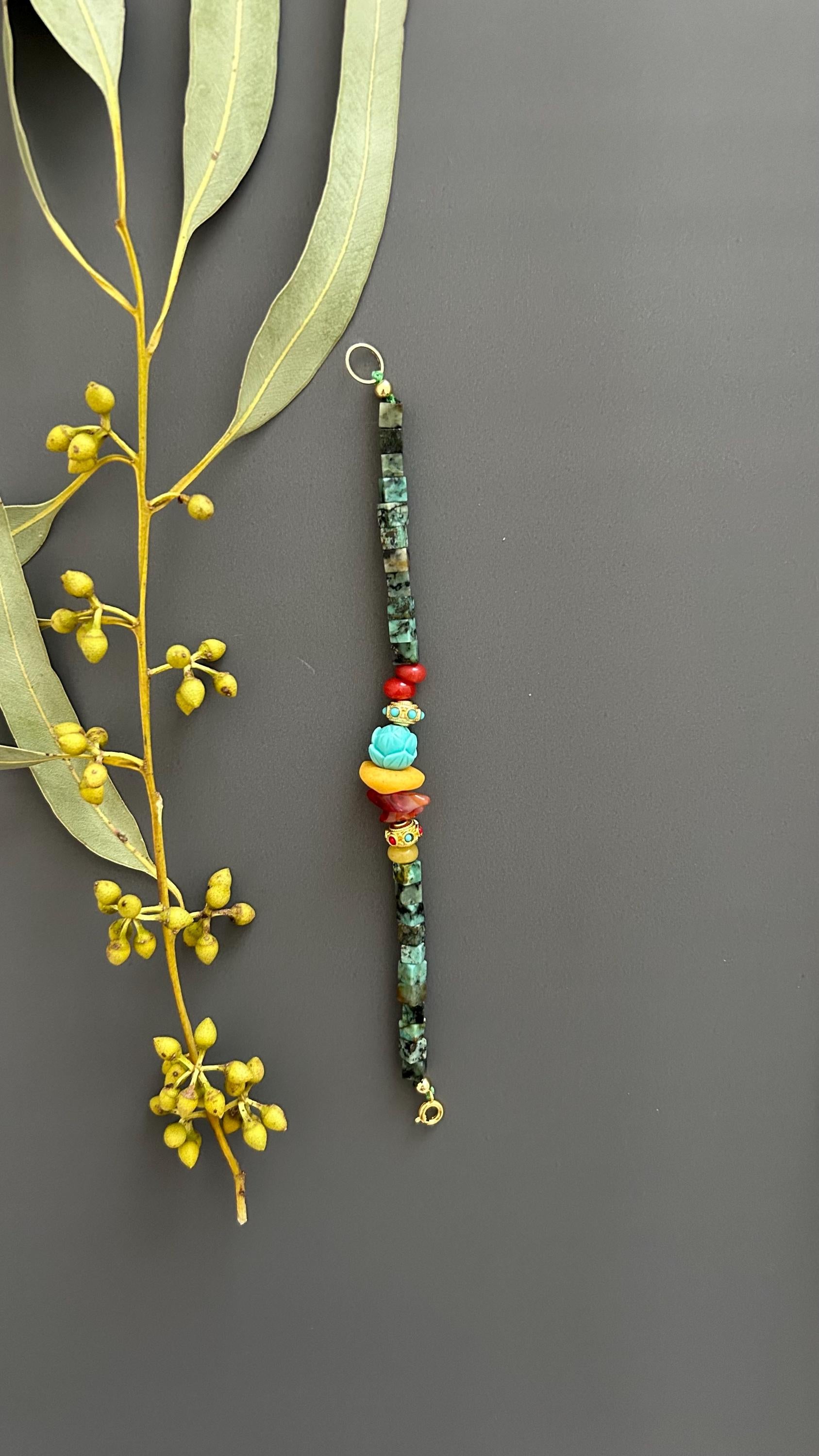 Natural Stone Bohemian Bracelet | Handmade Unisex Vintage Hippie Chic Bangle