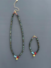 Turquoise Red Coral Choker Bracelet Set, Gold Plated Boho Jewelry, Luxury Gift Her