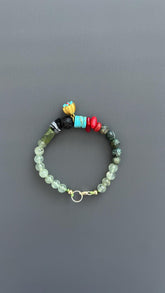 Boho Red Coral & Turquoise Bracelet: Unisex Hippie Jewelry