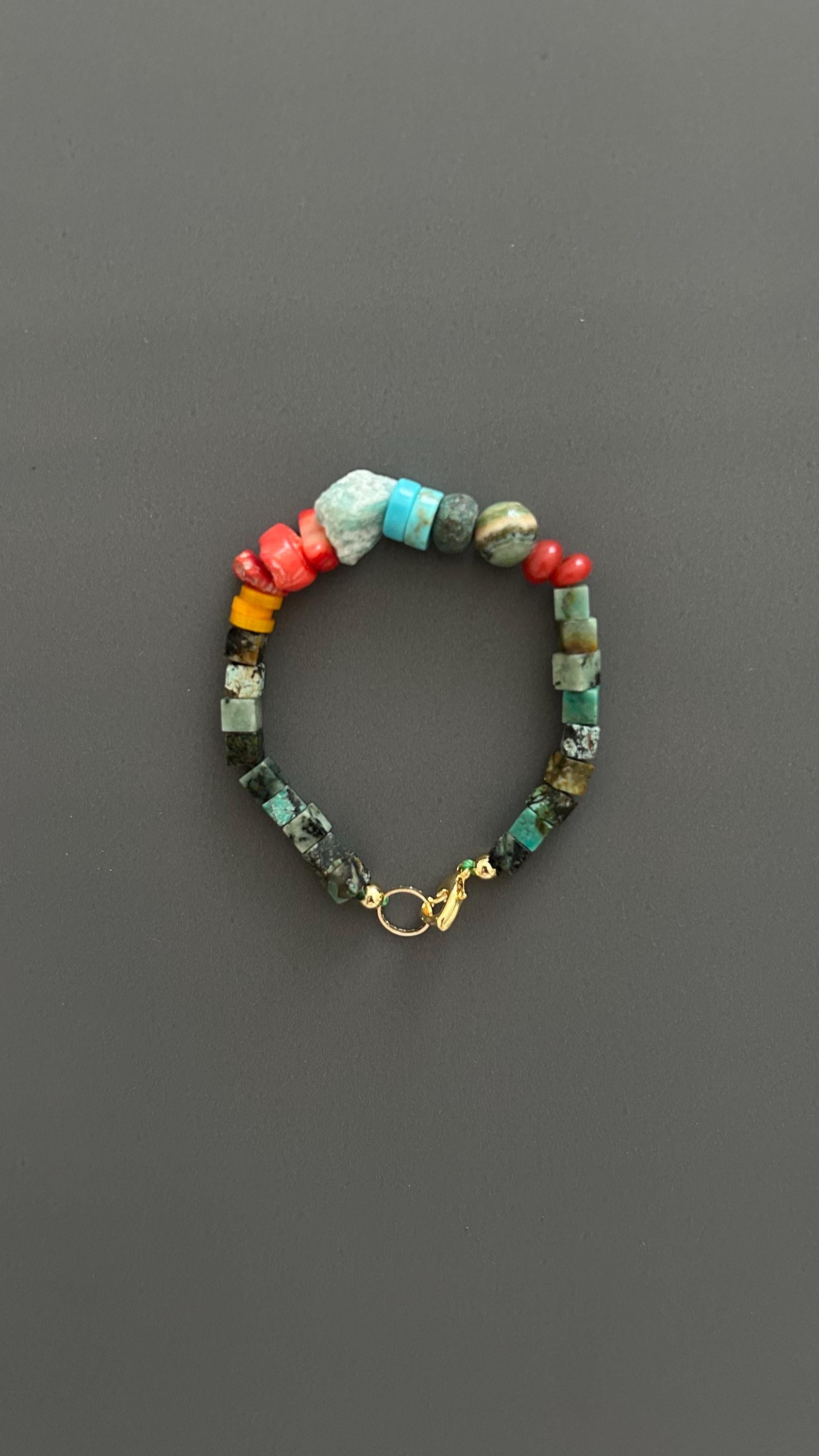Boho Natural Stone Bracelet for Men Women Healing Crystal Beaded Jewelry Adjustable Gift