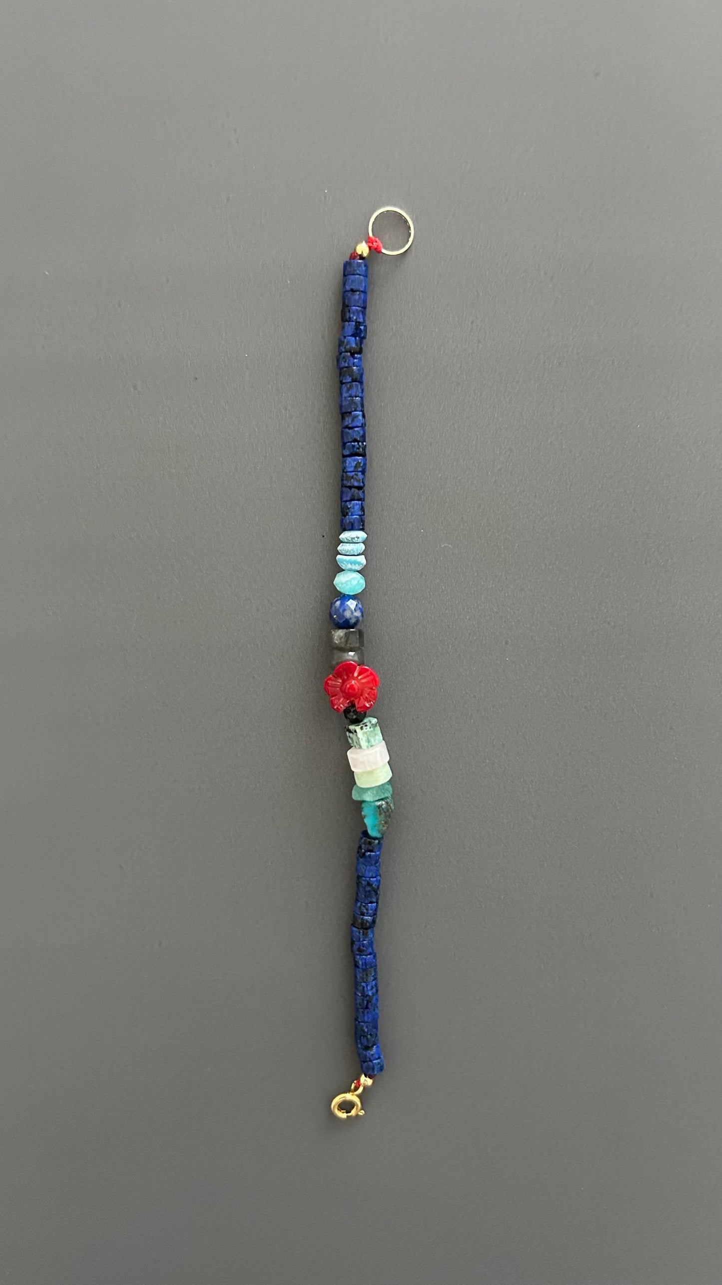 Natural Stone Boho Bracelet | Handmade Unisex Bangle with Gold Clasp