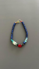 Natural Stone Boho Bracelet | Handmade Unisex Bangle with Gold Clasp