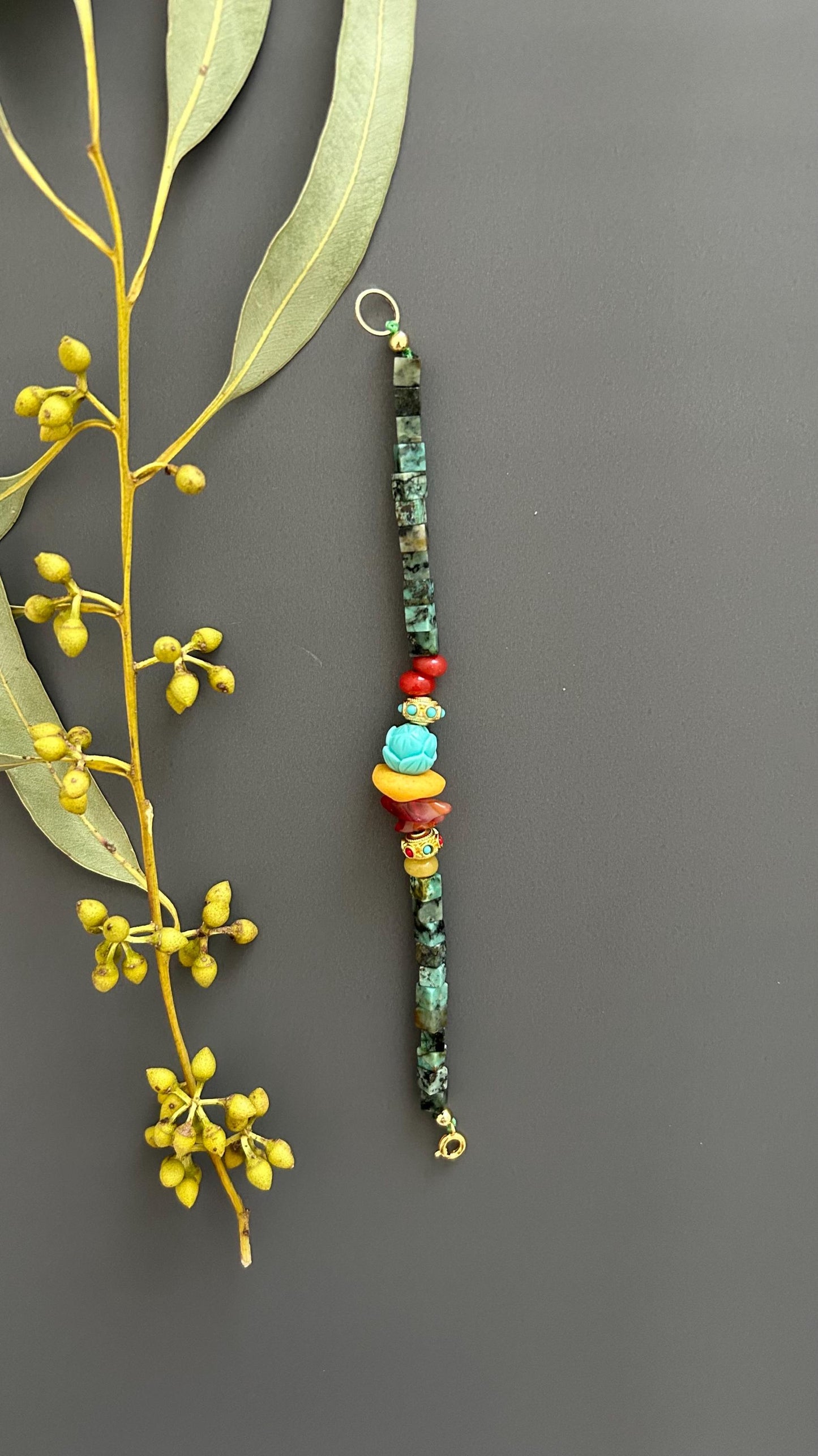 Natural Stone Bohemian Bracelet | Handmade Unisex Vintage Hippie Chic Bangle