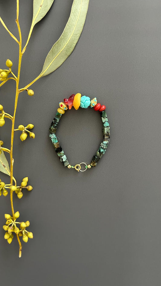 Natural Stone Bohemian Bracelet | Handmade Unisex Vintage Hippie Chic Bangle