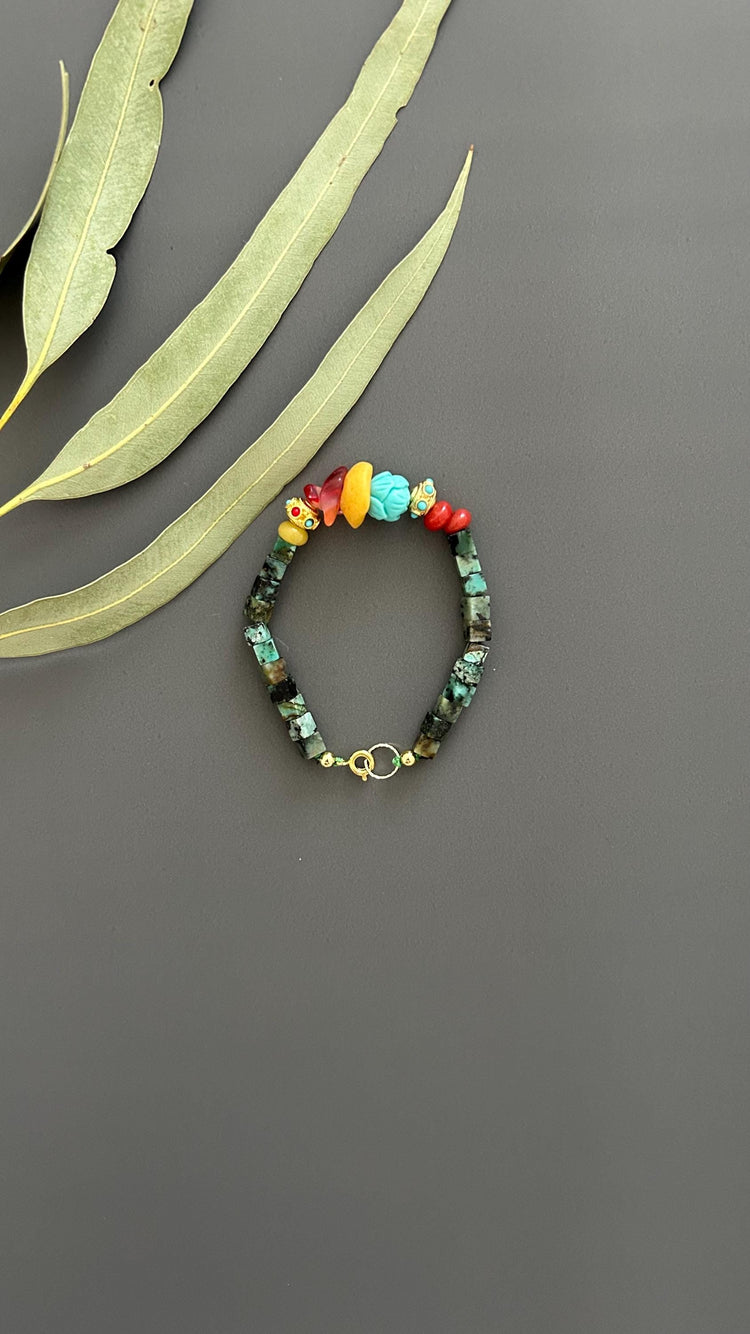Natural Stone Bohemian Bracelet | Handmade Unisex Vintage Hippie Chic Bangle