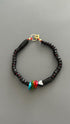 Black Agate Grounding Bracelet | Heart Charm Adjustable Stackable | Dark Academia Protection Jewelry