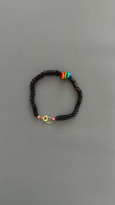 Black Agate Grounding Bracelet | Heart Charm Adjustable Stackable | Dark Academia Protection Jewelry