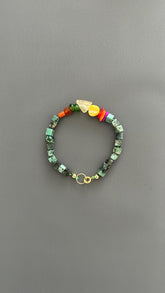 Turquoise & Raw Quartz Bracelet - Healing Crystal Adjustable Gemstone Bead with Shell Coral Handmade Spiritual Jewelry